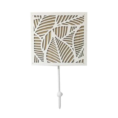 Crochet mural en métal à motif de feuilles