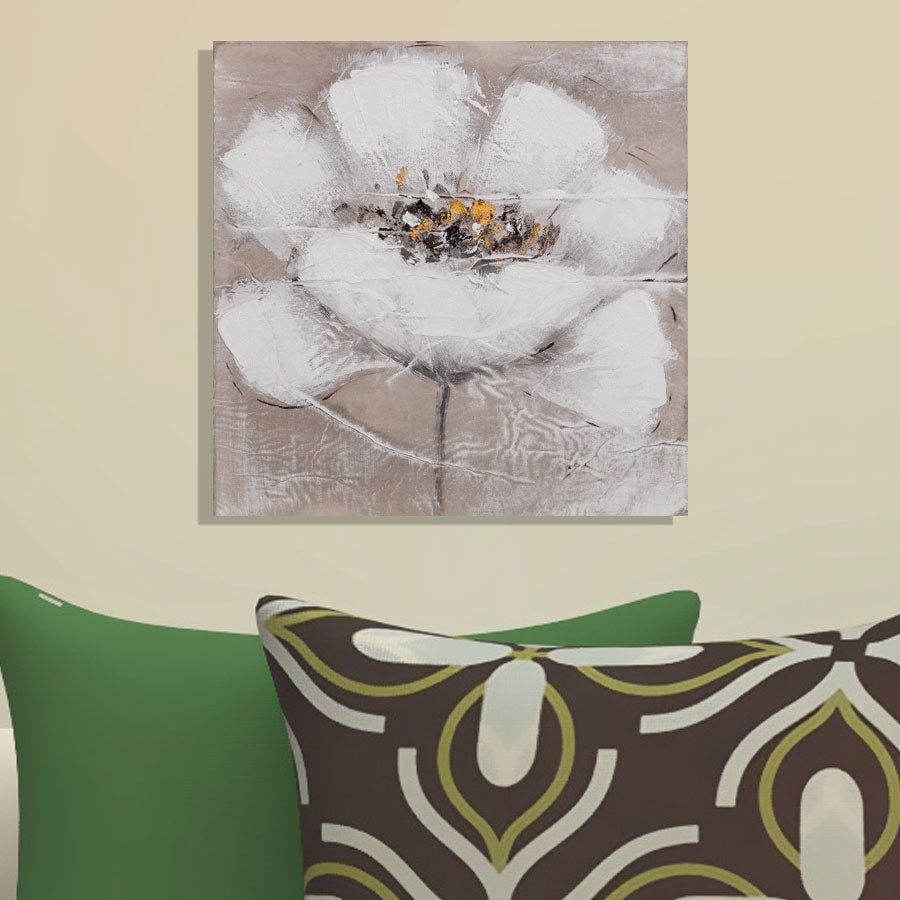 Fleur blanche, peinture à l'huile sur toile