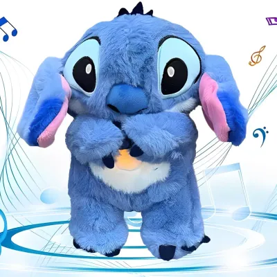 Peluche Stitch avec lumières musicales et mouvement de respiration
