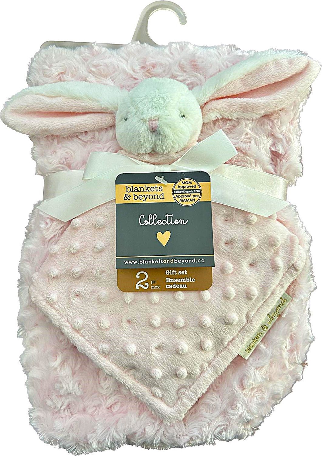 Ensemble couverture et toutou lapin rose