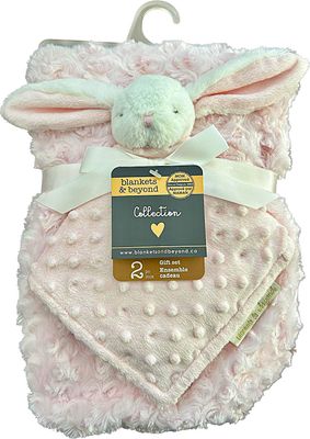 Ensemble couverture et toutou lapin rose