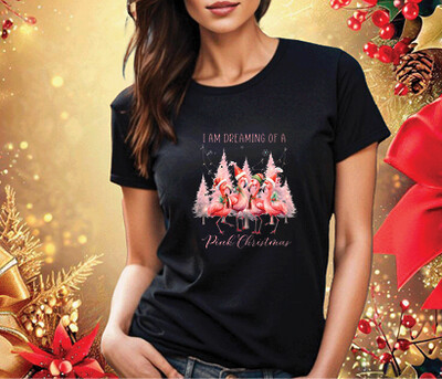 I'm Dreaming of a Pink Christmas on Black Short Sleeve T-shirt
