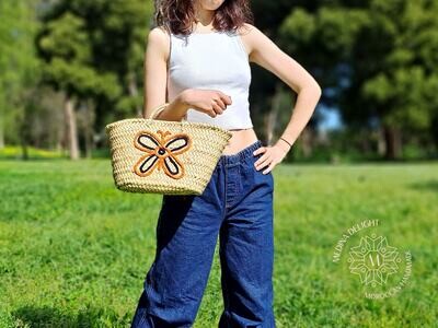 Moroccan Handmade Straw Basket, Shopping French Basket
