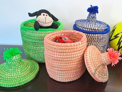 Handmade Straw Storage Basket Wrapped With Wool
