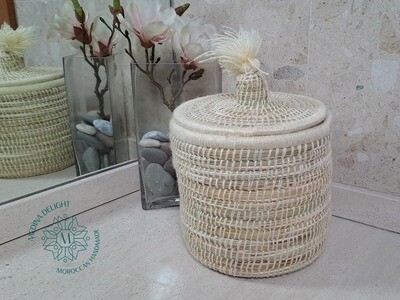 Handmade Straw Storage Basket Wrapped With Wool
