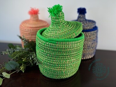 Handmade Straw Storage Basket Wrapped With Wool