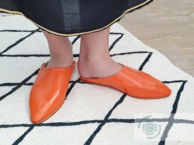 Orange Moroccan Pointed Babouches