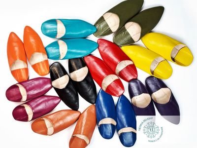Pointed Moroccan Babouche Slippers For Women, Handmade from Soft Organic Leather, Womens House Slippers