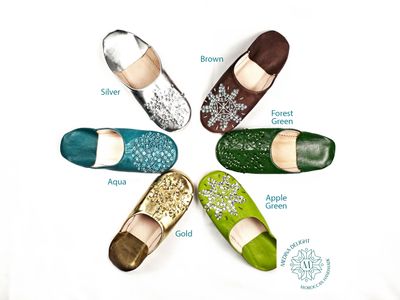 Women's Moroccan Leather Babouche Slippers With Sequin