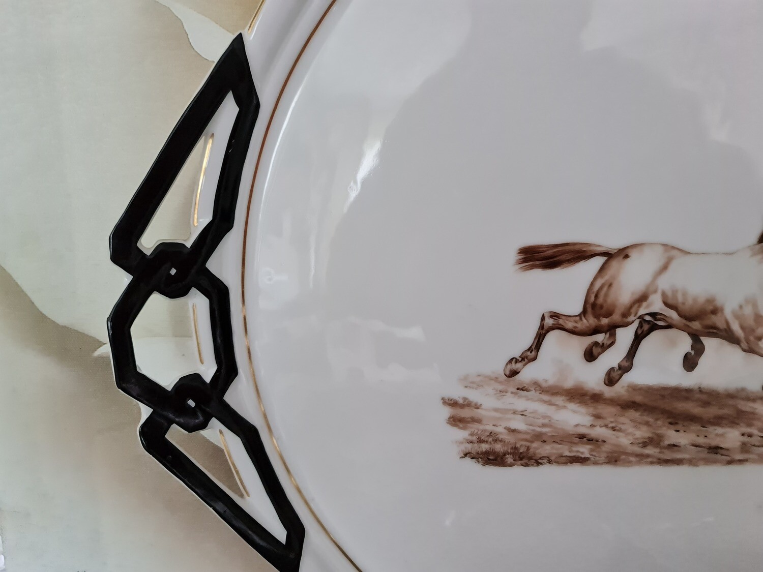 Antique 19th century tray and cups, hand painted