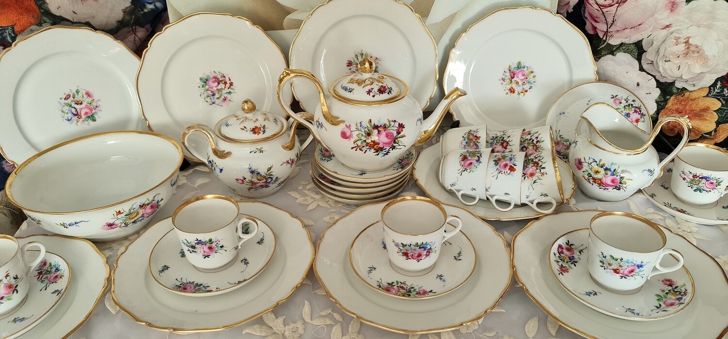 Antique old Paris Tea and breakfast service, hand painted