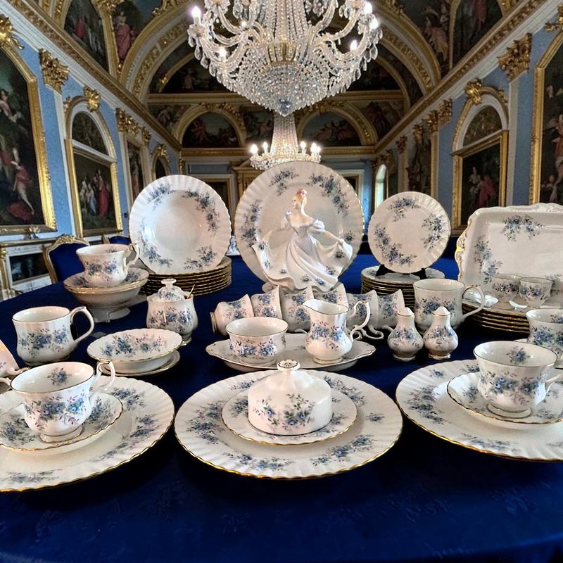 Royal Albert Blue Blossom 60-Piece Dinner and Tea Set with Gold Trim