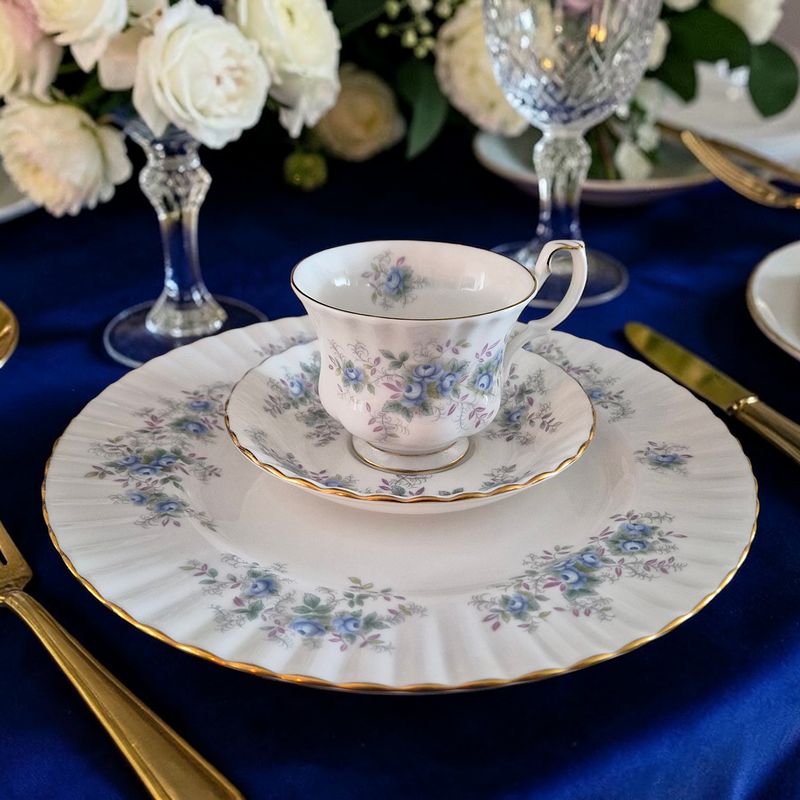 Royal Albert Blue Blossom 60-Piece Dinner and Tea Set with Gold Trim