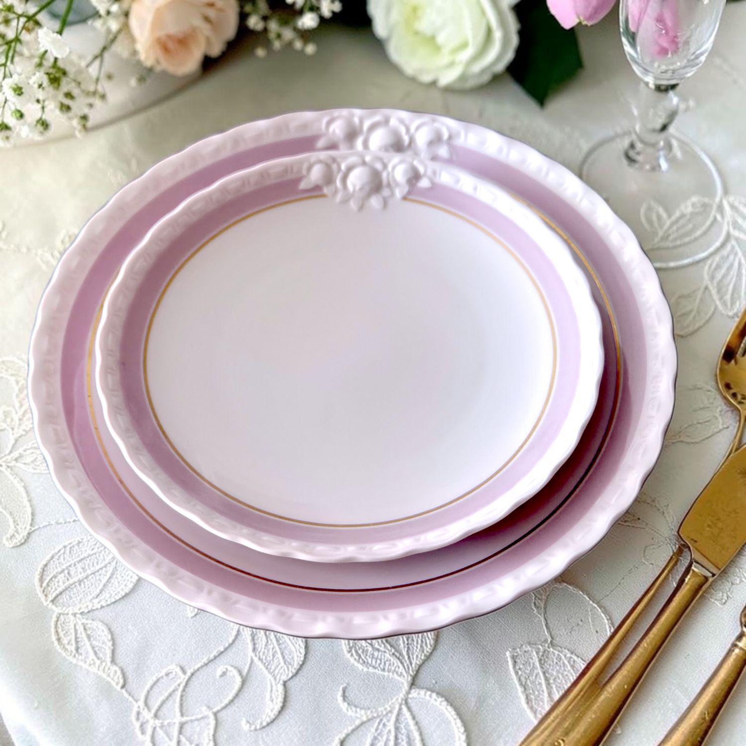 Hutschenreuther drache Modell exclusive pink rose with gold trim, Wedding gift, Anniversary gift