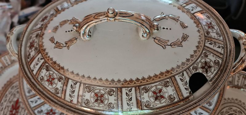 Antique Gildea &amp; Walker 'Star' Pattern Dinner Service | Victorian English Ironstone Transferware c.1881-1885