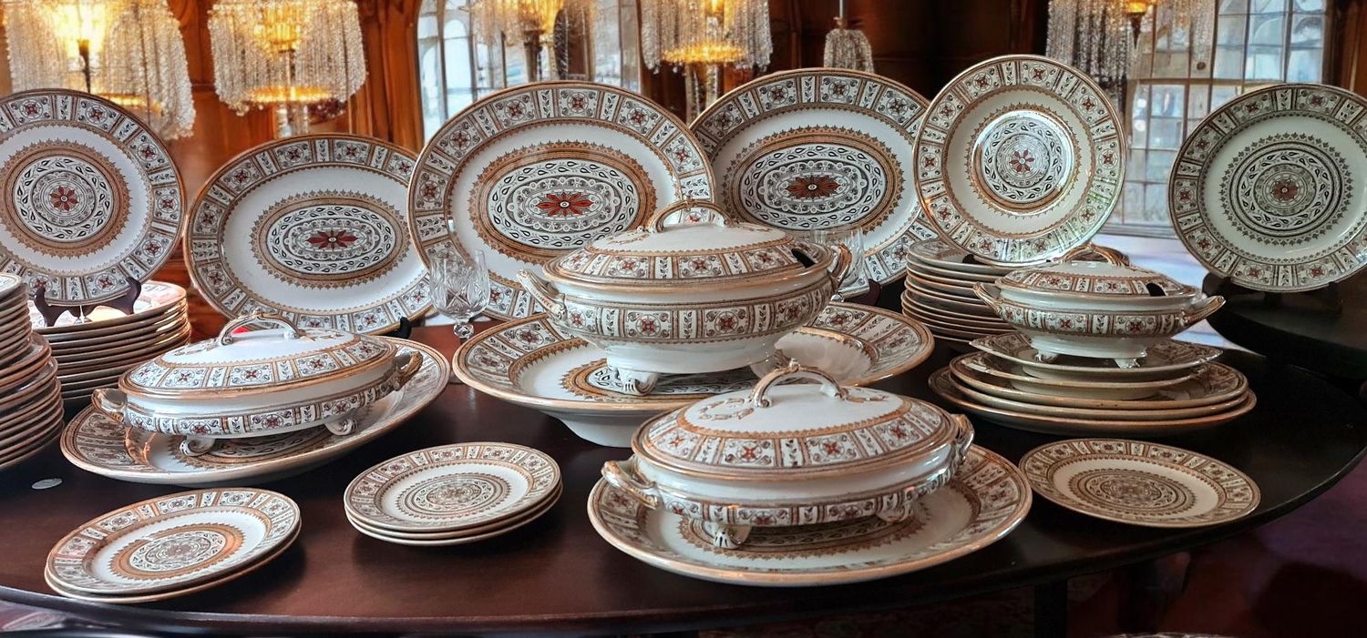 Antique Gildea &amp; Walker 'Star' Pattern Dinner Service | Victorian English Ironstone Transferware c.1881-1885