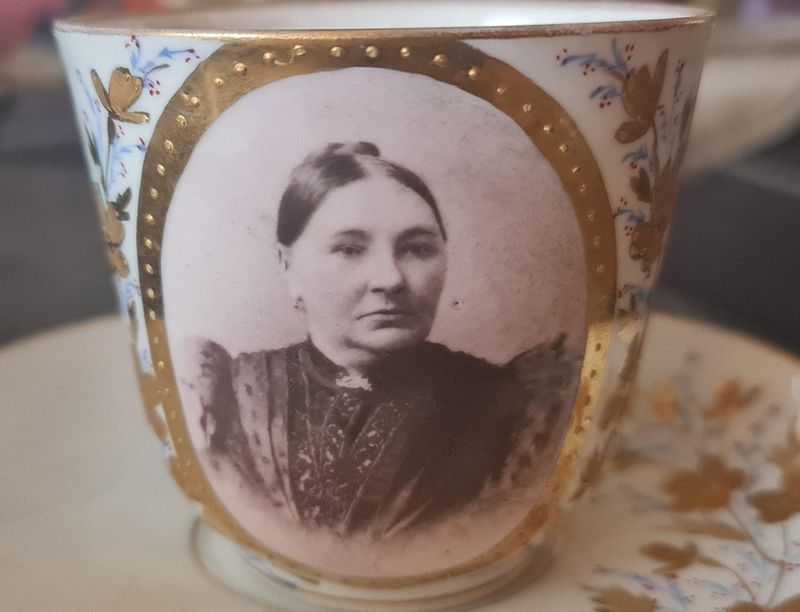 Antique Lafon de Camarsac Portrait Cup &amp; Saucer, 1862 London Exhibition Porcelain