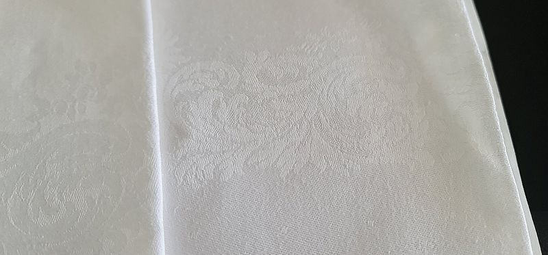Antique French Damask Napkins, Woven Scrolls, Set of 6