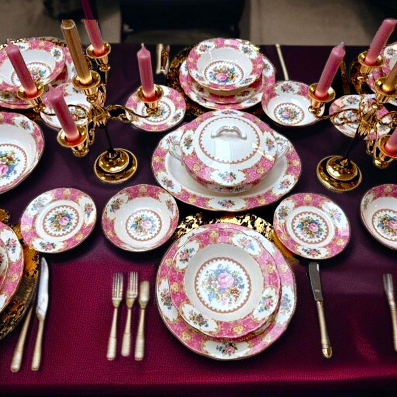 Royal Albert Lady Carlyle Dinner Set – Pink Floral Bone China, Vintage English Tableware