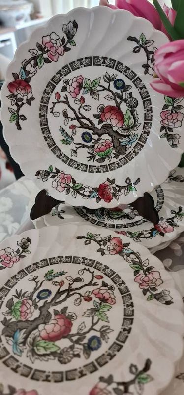 Myott Indian Tree Cake Set, 1930s English China, 13 Pieces
