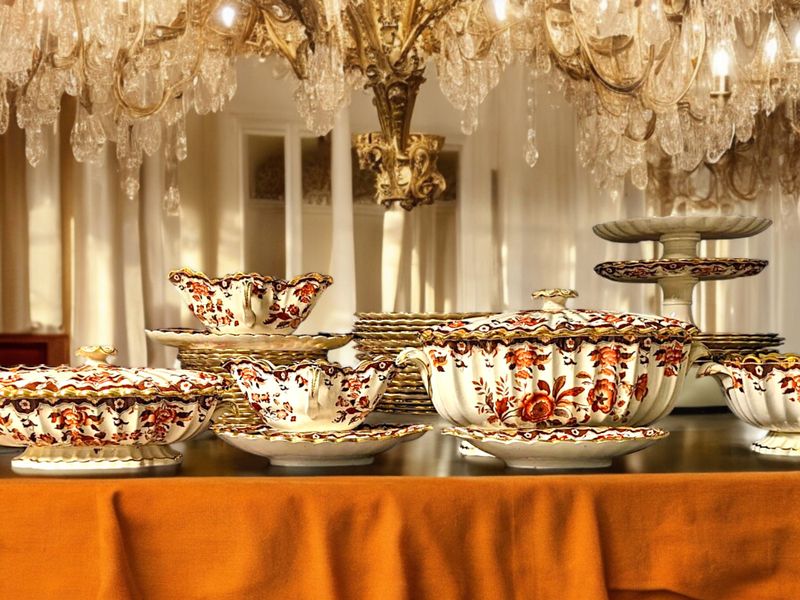 Antique W.T. Copeland Imari Dinner Service, Gold Trim, 19th Century English Porcelain