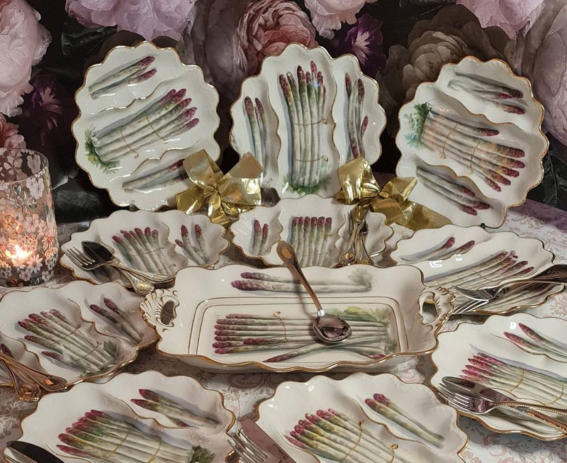 Antique Limoges French Dinner Set, Hand-Painted &amp; Artist Signed