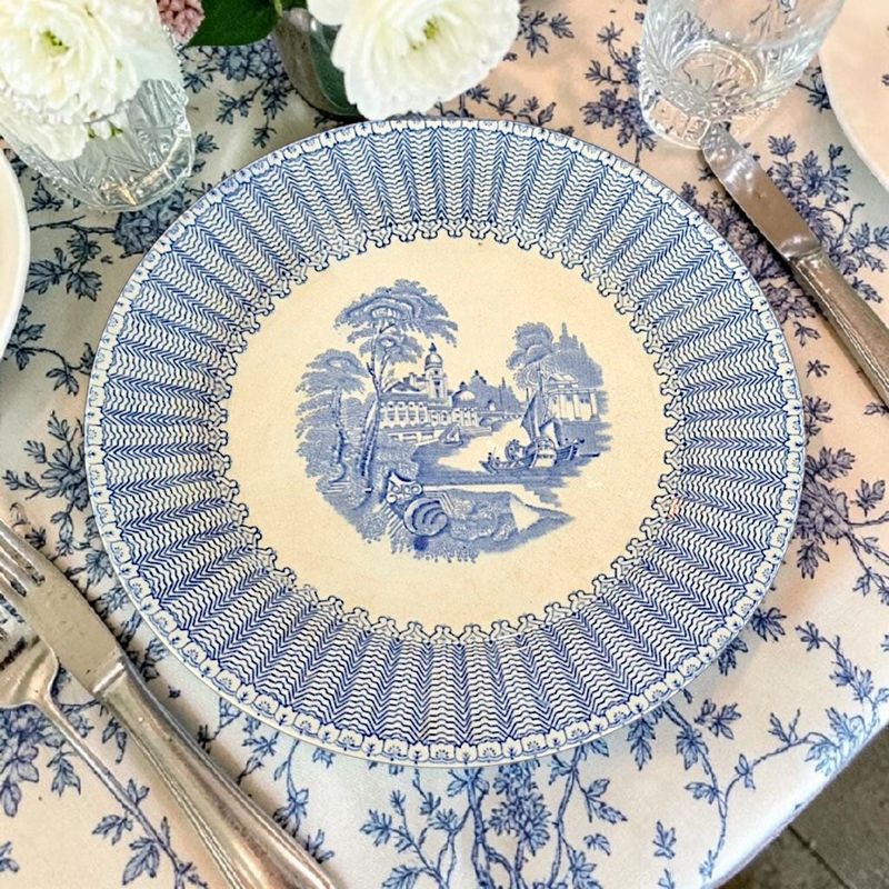 Antique Soho Pottery Solian Ware Dinner Service, Blue "Pandora", 35 Pieces, c.1909