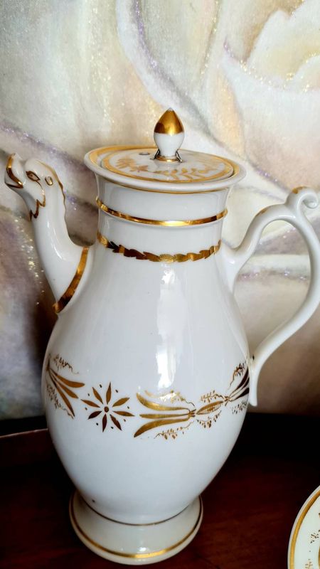 Antique Empire Old Paris Porcelain Tea Set, Hand-Painted, 19th Century