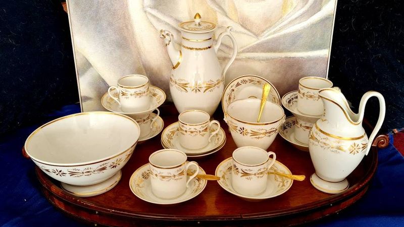 Antique Empire Old Paris Porcelain Tea Set, Hand-Painted, 19th Century