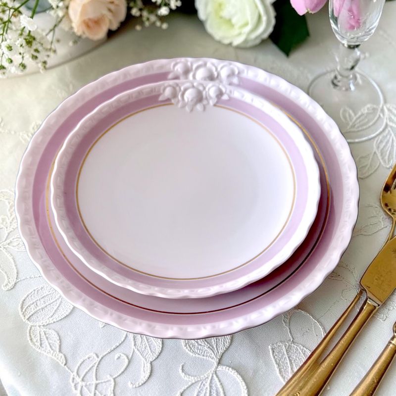 Hutschenreuther Drache Modell Dinner Set, Pink Rose &amp; Gold Trim, German Porcelain
