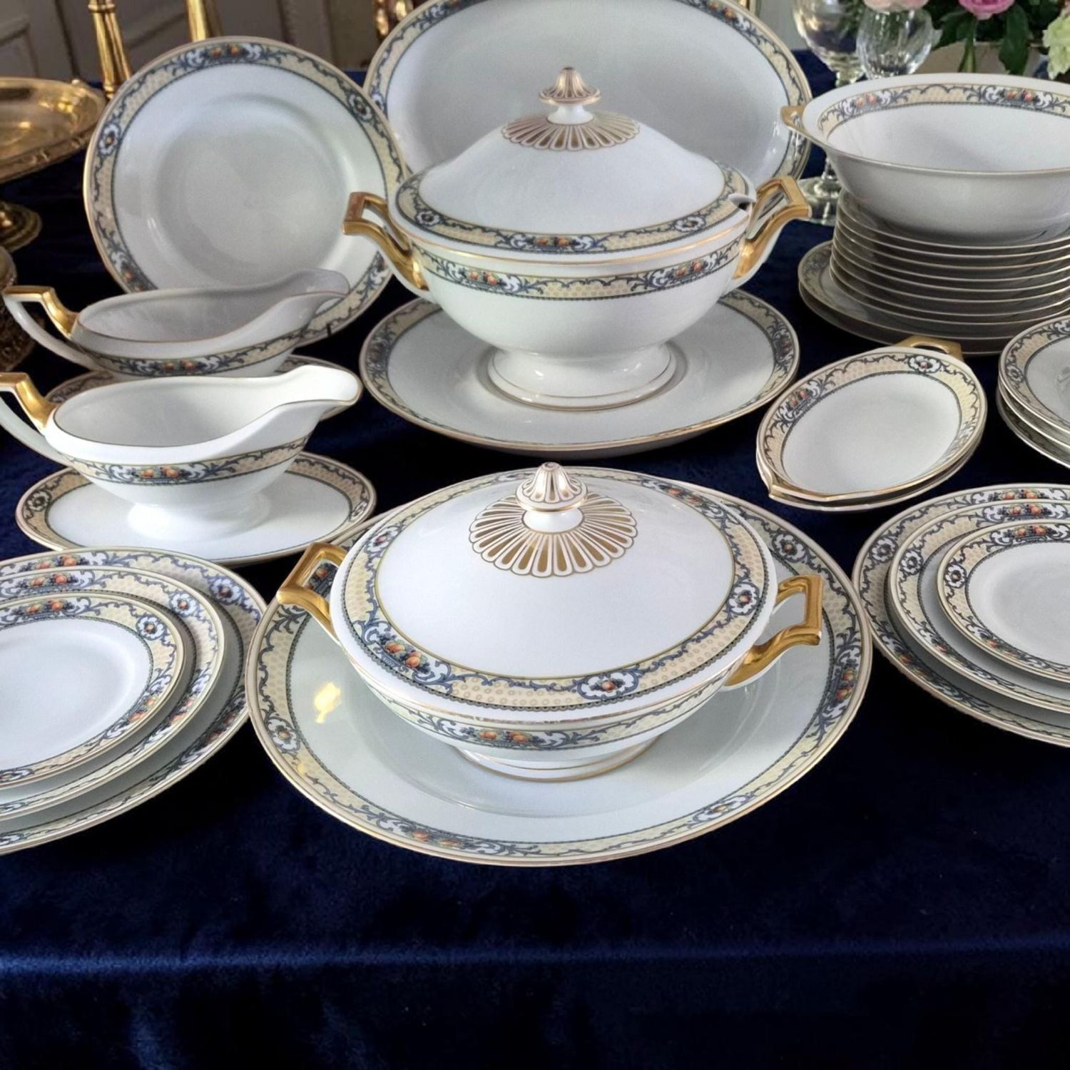 Thomas Rosenthal Bavaria Dinner Set, Gold Trim, German Porcelain