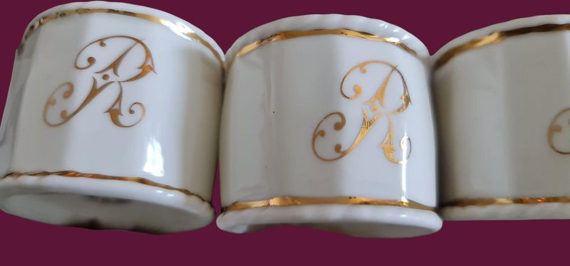 Berkshire English Bone China Set, Monogrammed Napkin Rings, Vases, Condiment Set