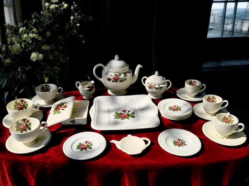 Wedgwood English Tea and Cake Set, Teapot, Cups &amp; Cake Plates
