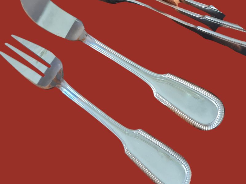 Jean Couzon "Le Perle" French Silver Plated Fish Cutlery Set for 6