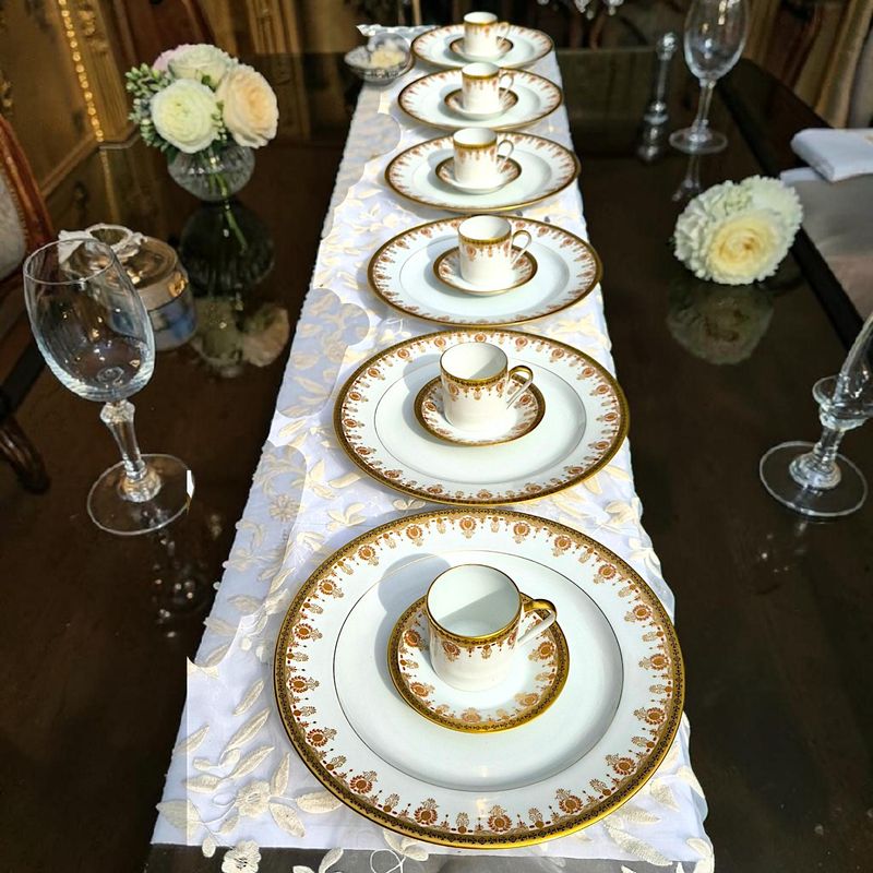Limoges French Porcelain Dinner Set, Agate Gilding, Royal Decor, 35 Pieces