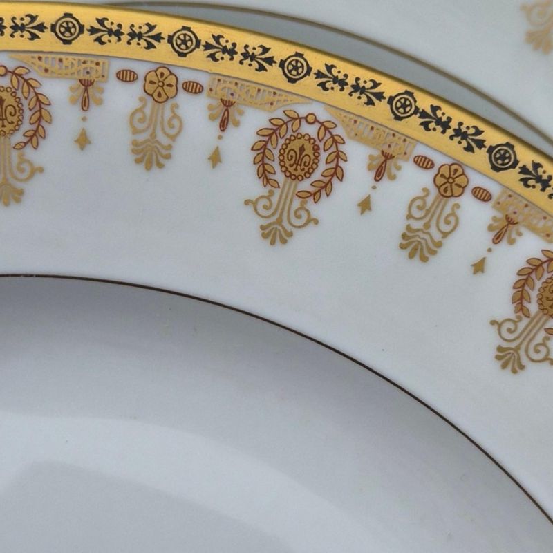 Limoges Chastagner Porcelain Dinner Plates, Gold Trim, Set of 10
