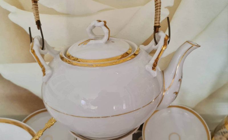 Antique Gold Gilded Tea Set, French Empire Style, 19th Century