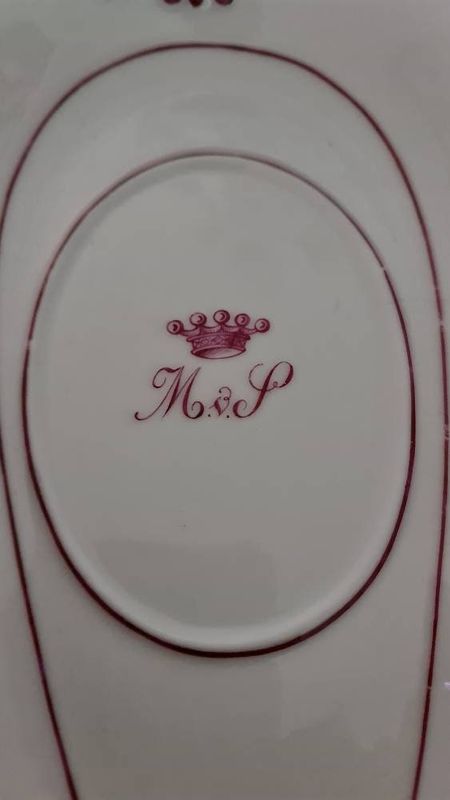 Antique 19th Century French Porcelain Dinner Service, Pink Monogram, Paris Empire