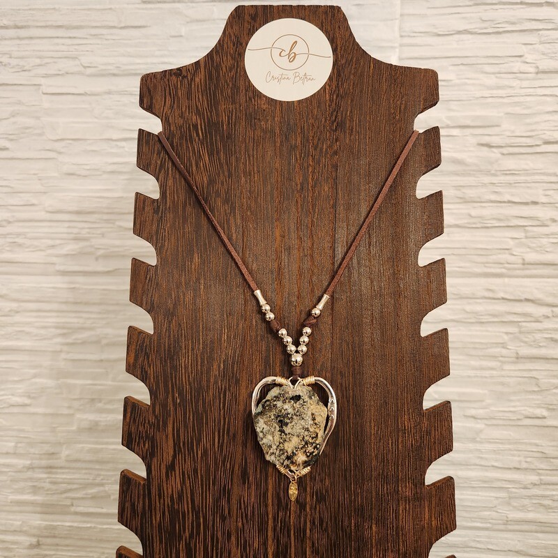 Silver Heart Leather Necklace