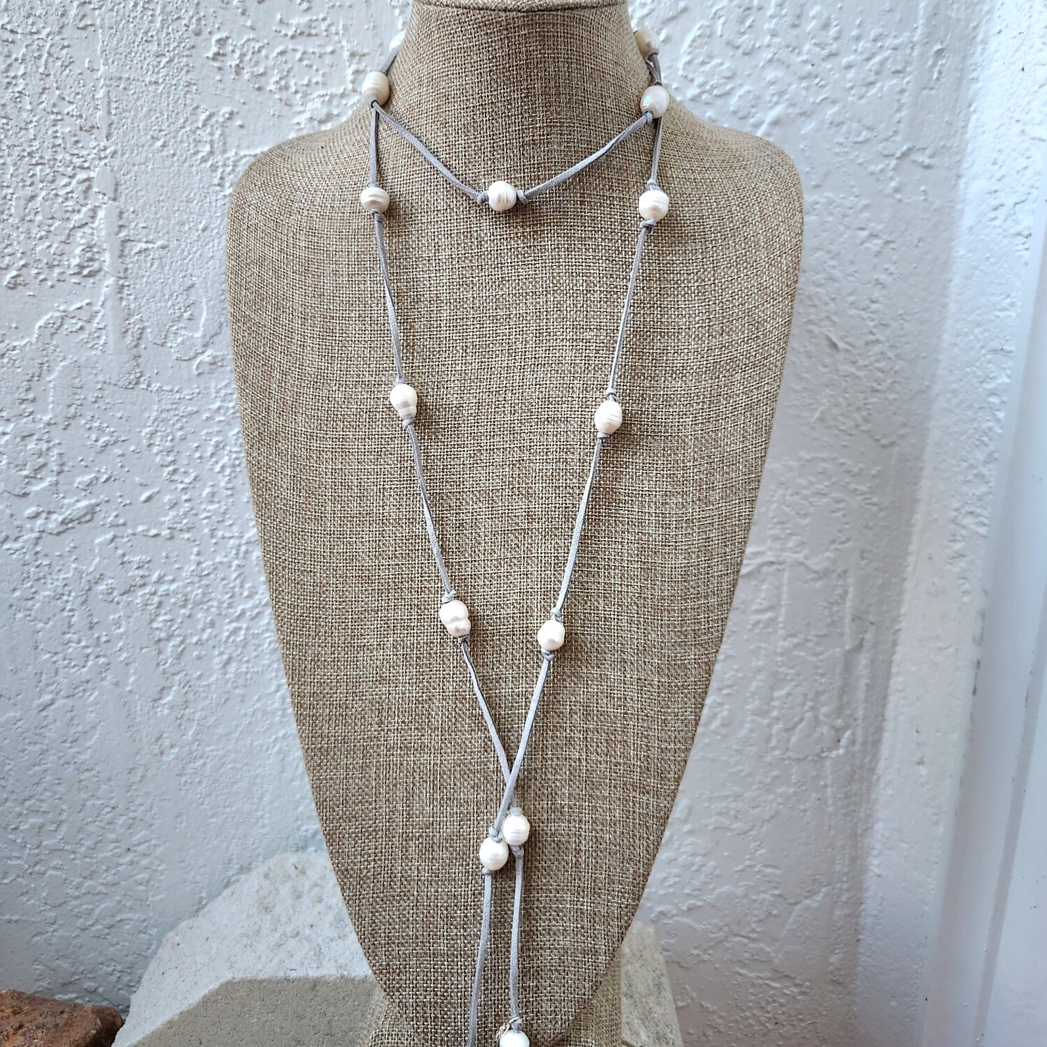 Grey Leather Necklace