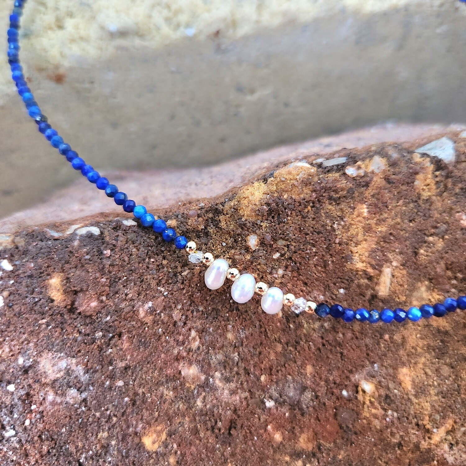 Blue Sapphire and Pearls Choker