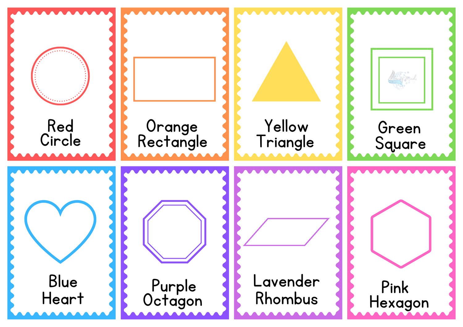 Shapes flash cards or matching game set