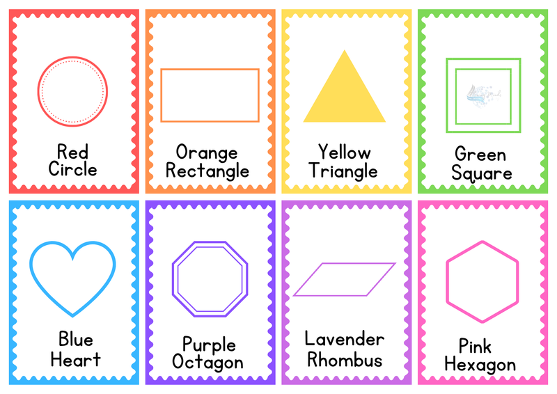 Shapes flash cards or matching game set