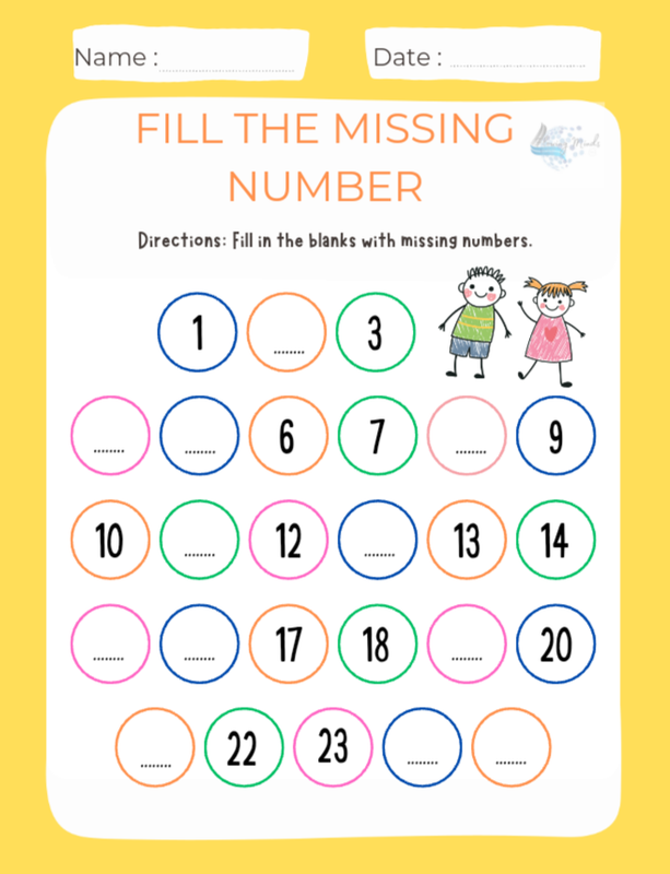 Fill in the missing numbers 1 -10 worksheet 