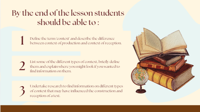 Understanding context Highschool level English reading material and exercises 