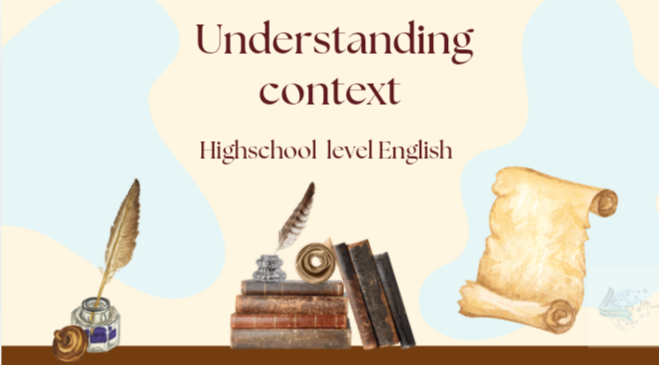 Understanding context Highschool level English reading material and exercises 
