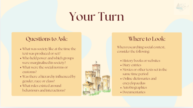 Understanding context Highschool level English reading material and exercises 