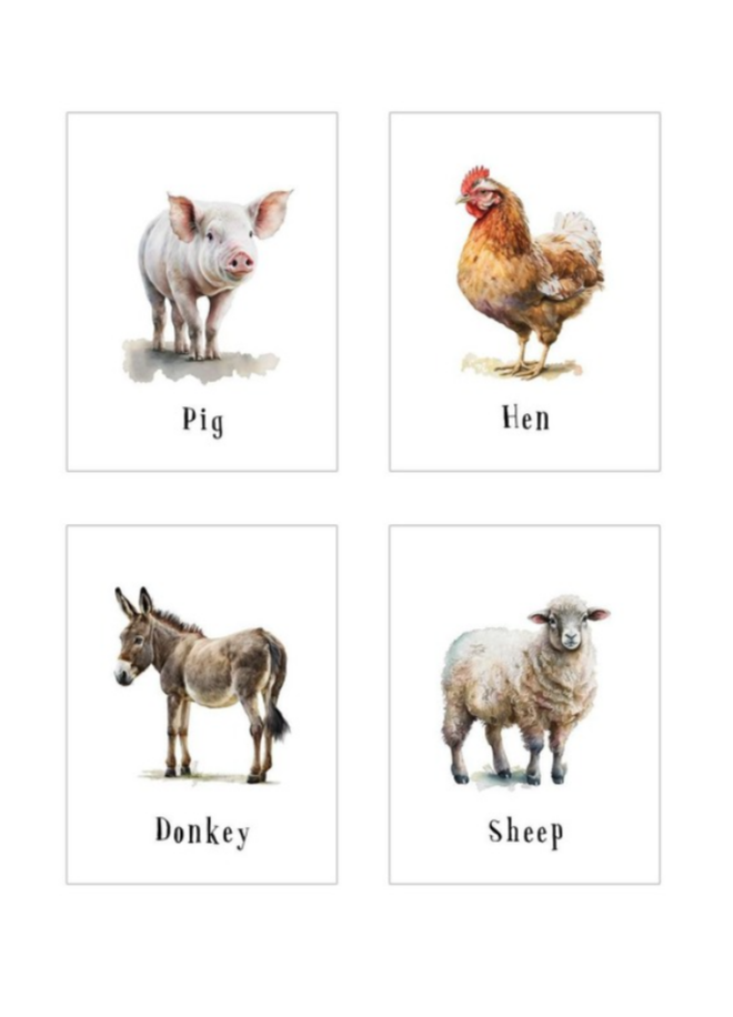 Wild animals flash cards or matching game set