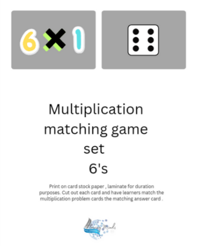 Multiplication matching game set 6&#39;s