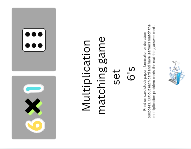 Multiplication matching game set 6&#39;s